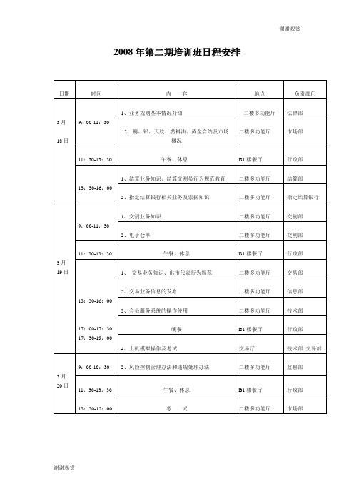 2008年第二期培训班日程安排 .doc