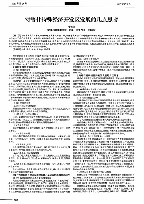 对喀什特殊经济开发区发展的几点思考