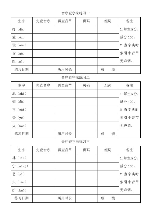 字典使用-音序查字法练习