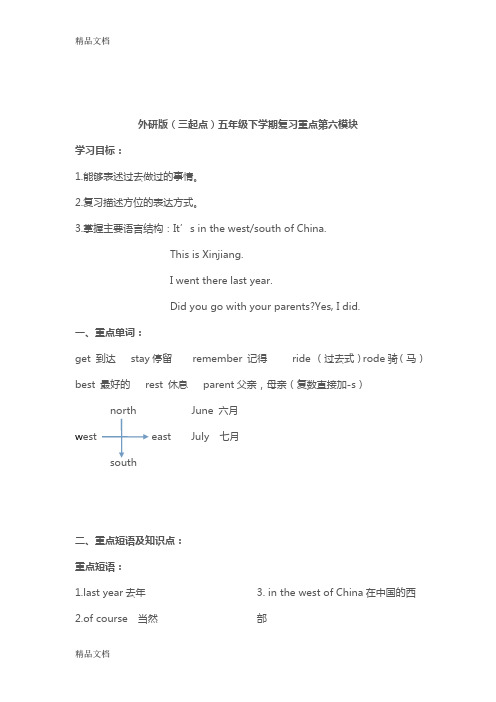 最新外研版新标准-五年级下册-6-10模块重点知识