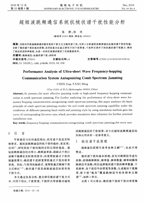 超短波跳频通信系统抗梳状谱干扰性能分析