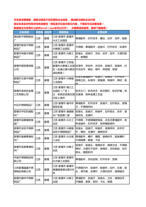 新版江苏省姜堰扶手工商企业公司商家名录名单联系方式大全29家