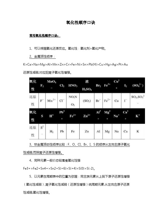 氧化性顺序口诀