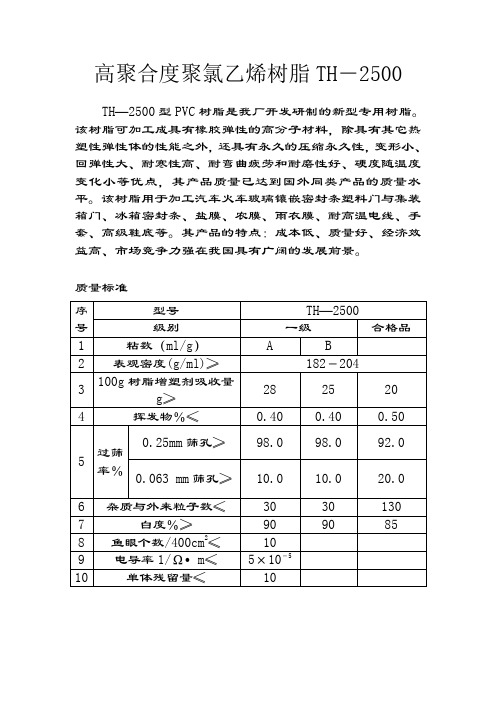 高聚合度聚氯乙烯树脂TH―2500