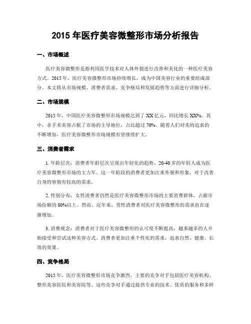 2015年医疗美容微整形市场分析报告