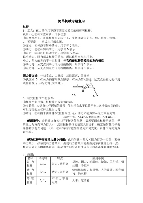 简单机械专题(杠杆、斜面、滑轮)