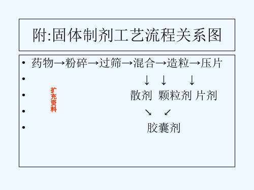 固体制剂工艺流程关系图 PPT