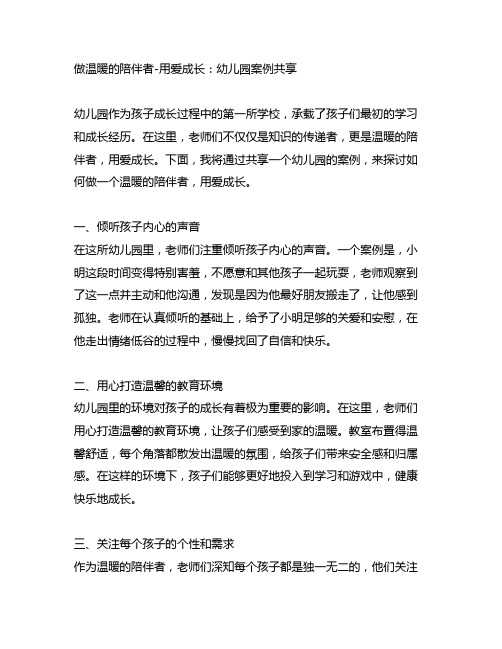 做温暖的陪伴者-用爱成长：幼儿园案例分享