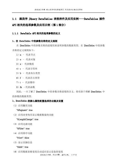 跟我学JQuery DataTables表格控件及应用实例——DataTables插件API相关的选项参数及应用示例(第1部分)