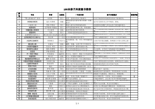 100本亲子共读童书及分级阅读参考书目(第二批)