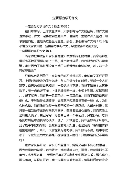 一定要努力学习作文