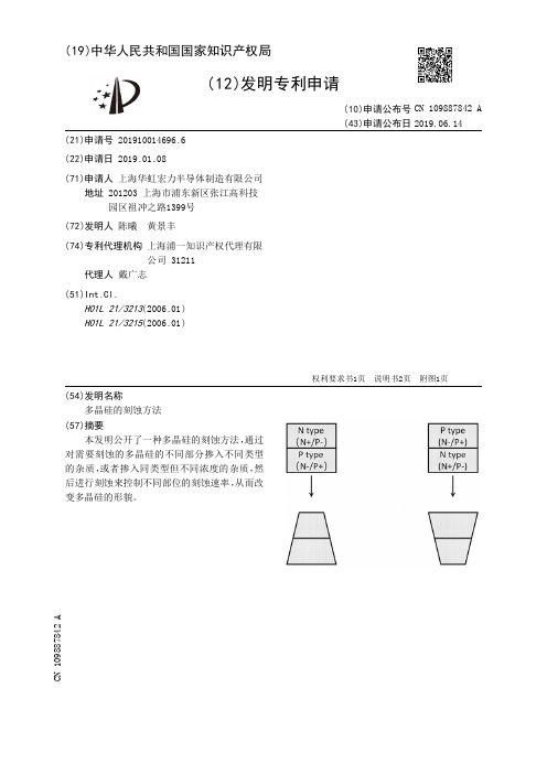 【CN109887842A】多晶硅的刻蚀方法【专利】