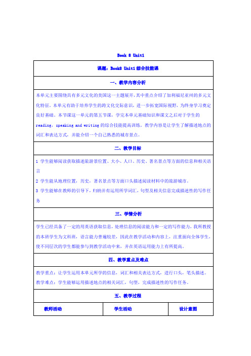 人教版高中英语选修八教案：Unit1.doc