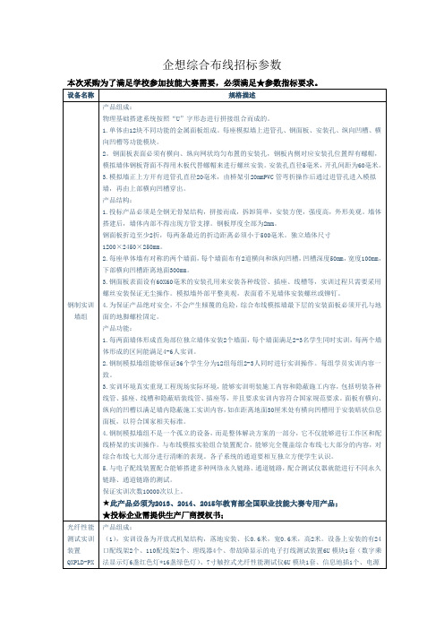 0202企想综合布线省赛招标参数