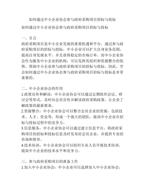 如何通过中小企业协会参与政府采购项目招标与投标