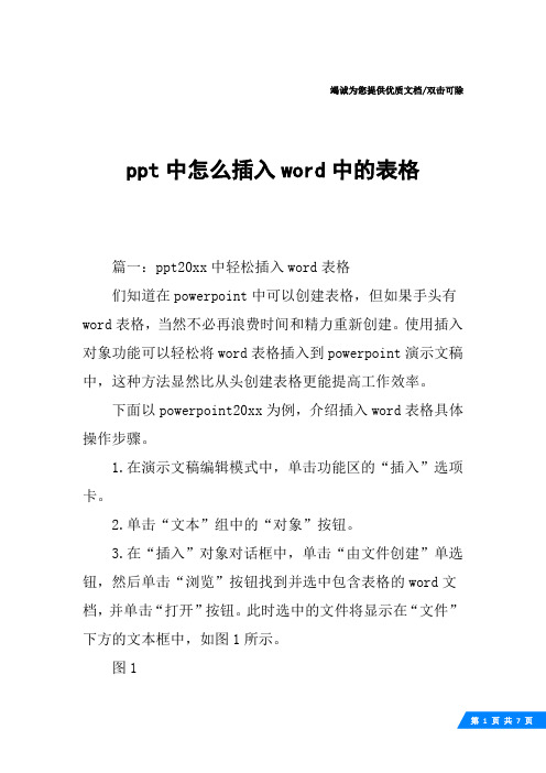 ppt中怎么插入word中的表格