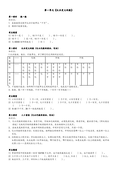 北师大版四年级上册数学知识点总结