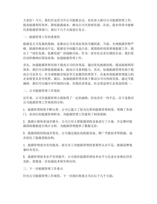 公司能源会议发言稿范文