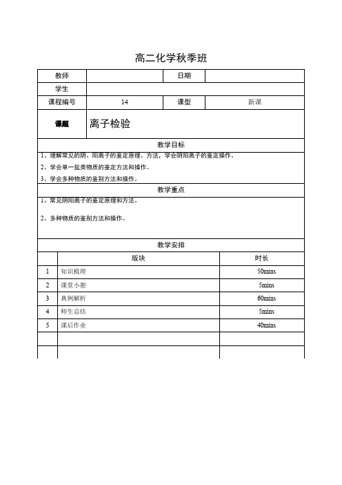 高中化学14离子检验