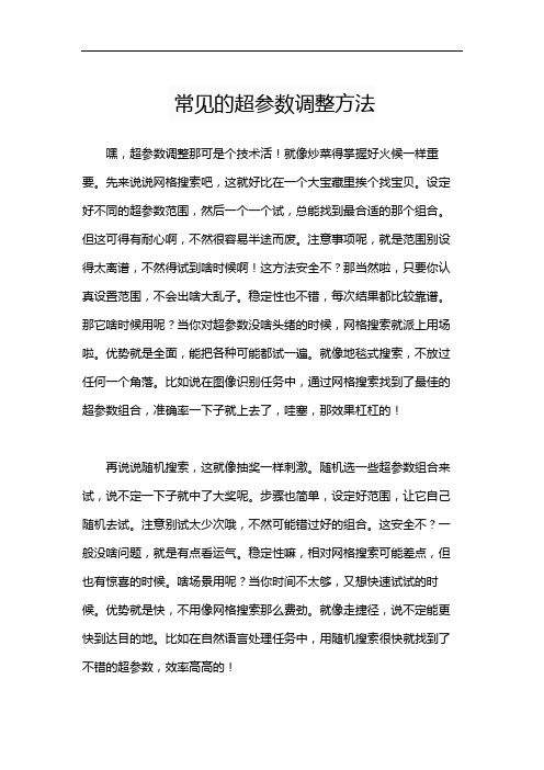 常见的超参数调整方法