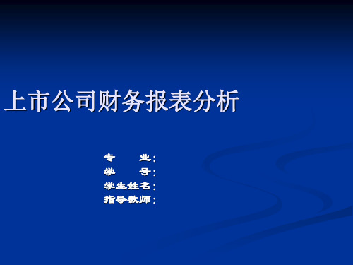 上市公司财务报表分析 答辩p