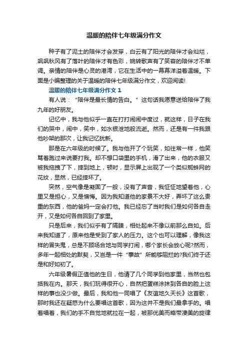 温暖的陪伴七年级满分作文