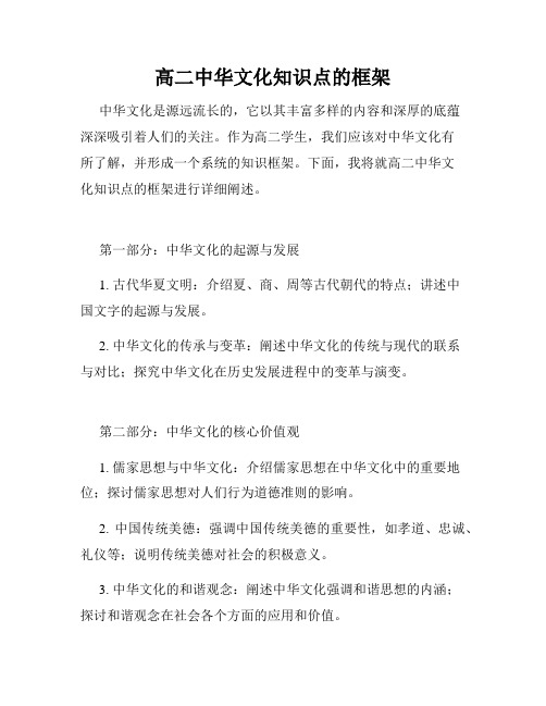 高二中华文化知识点的框架