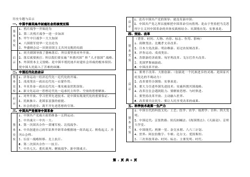 历史中考专题启示