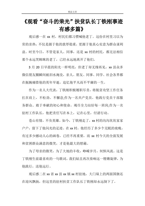 《观看“奋斗的荣光”扶贫队长丁铁刚事迹有感多篇》