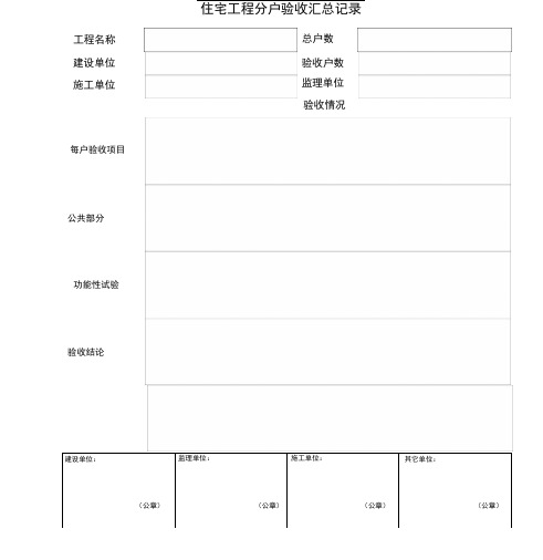 住宅工程质量分户验收检查表