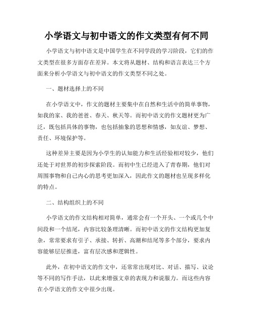 小学语文与初中语文的作文类型有何不同