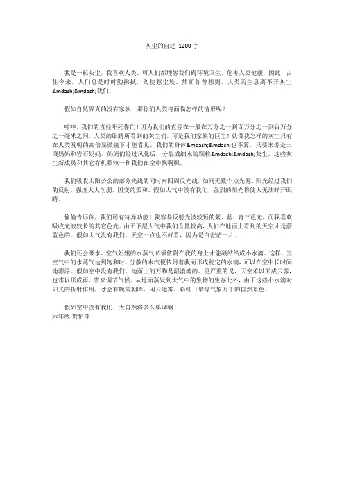 灰尘的自述(1200字作文)
