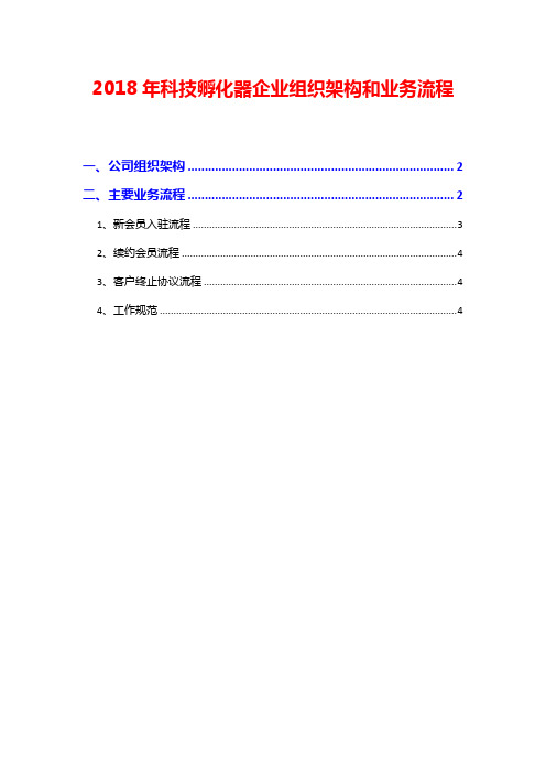 2018年科技孵化器企业组织架构和业务流程