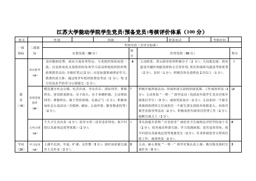 党员考核评定表(更新)