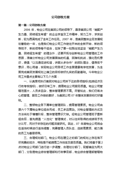 公司创收方案