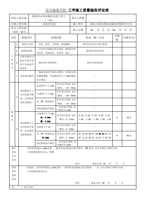 机耕桥0+276土石方明挖工程施工质量验收评定表 3