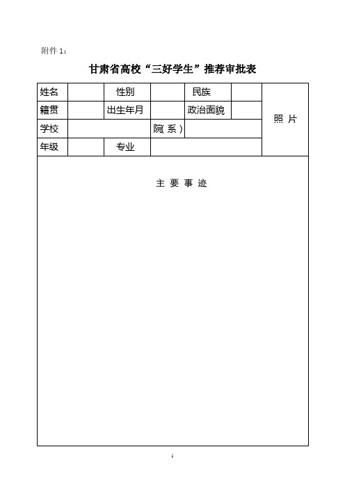 关于推荐2012年甘肃省高校“三好学生”