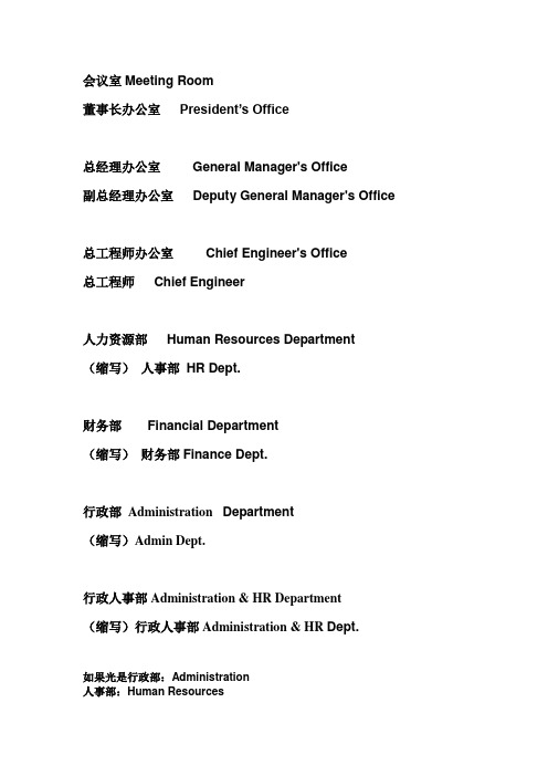 办公室英文大汇总