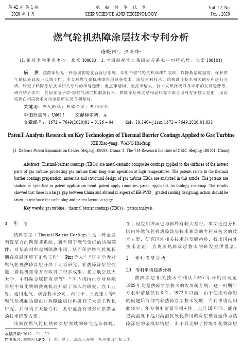 燃气轮机热障涂层技术专利分析