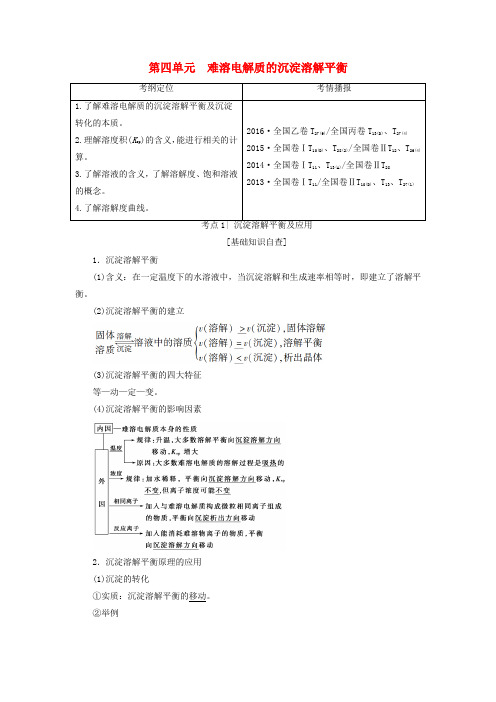 高三化学一轮复习 专题8 第4单元 难溶电解质的沉淀溶解平衡教师用书 苏教版