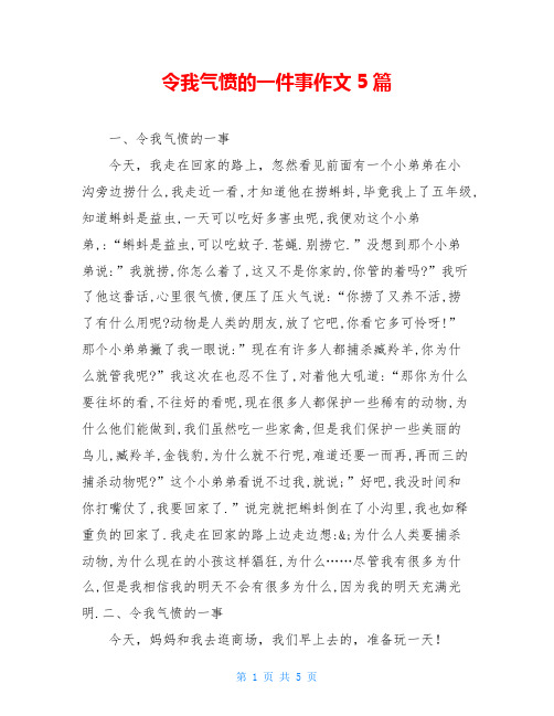 令我气愤的一件事作文5篇