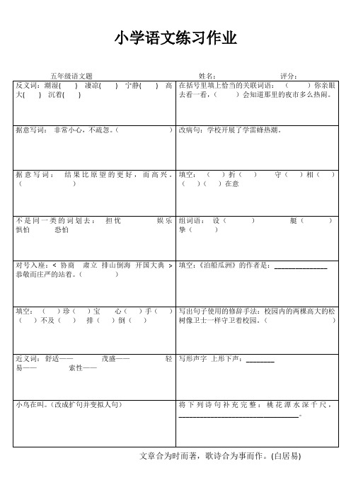 小小习题练一练(五语)81