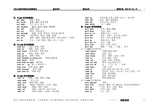 2016届高考英语二轮常用词组整理