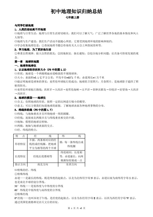 (超详)初中地理会考复习提纲、知识点归纳汇总