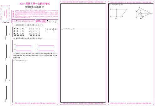 云南省曲靖市第二中学、大理新世纪中学2021届高三第一次模拟考试数学(文)答题卡