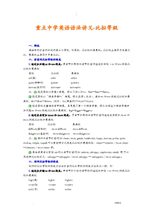 重点中学英语语法讲义比较级、最高级