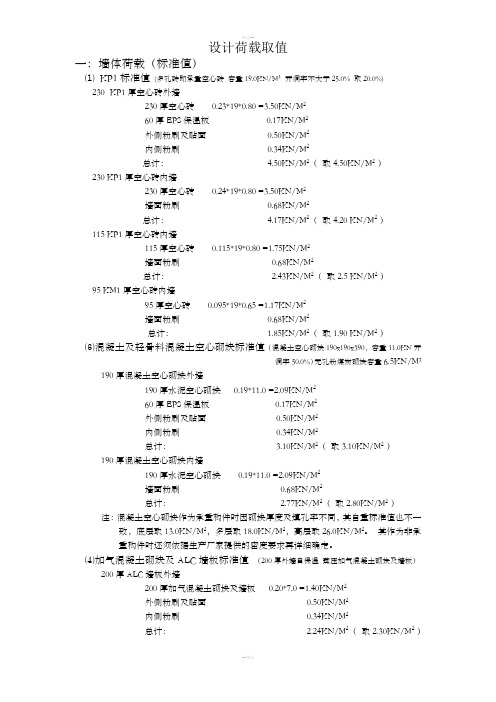 常用墙体荷载取值