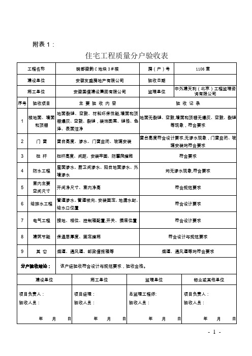 竣工验收一户一表