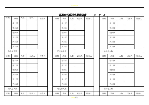 幼儿园出勤记录表