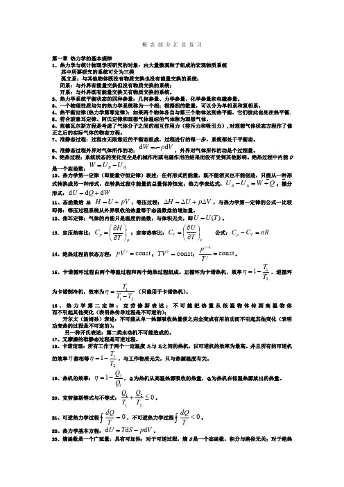 热力学复习知识点汇总